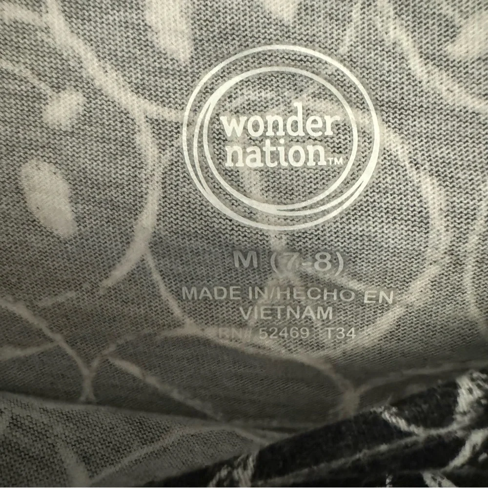 Wonder Nation Girl’s Black White Dress Peace Signs Smiley Faces Size M (7-8)